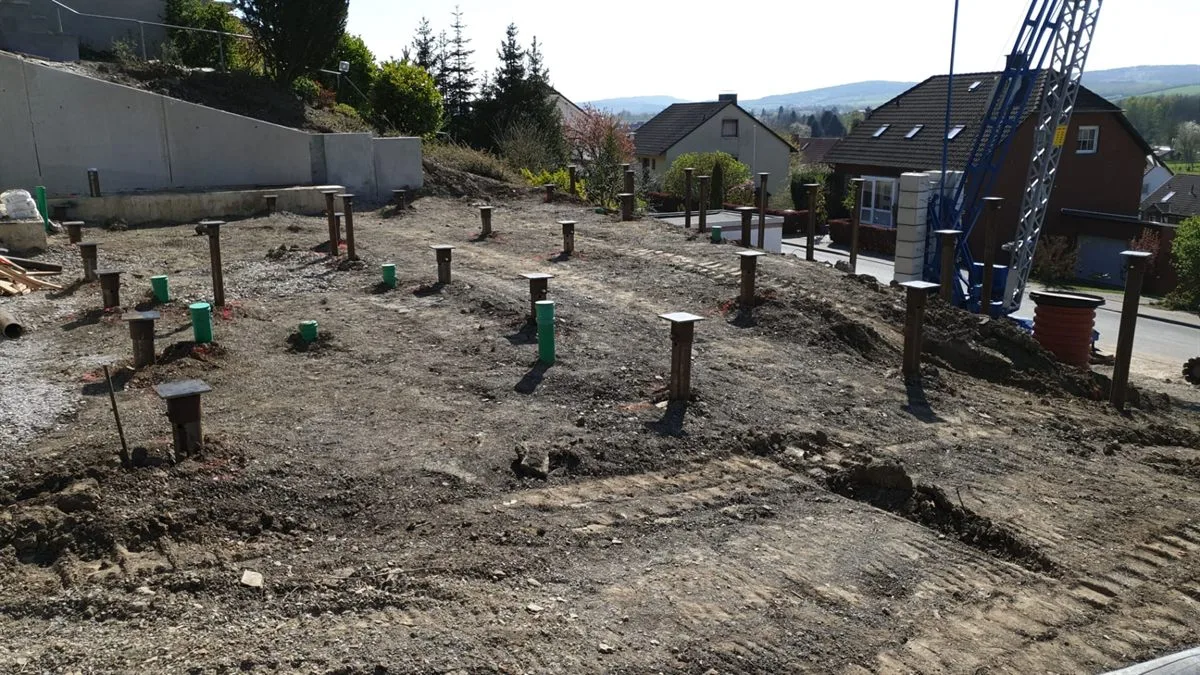 Fundamentinstallation auf der Baustelle