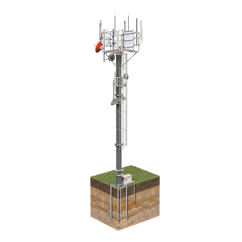 5G-Telekommunikationsmast auf Schraubpfählen