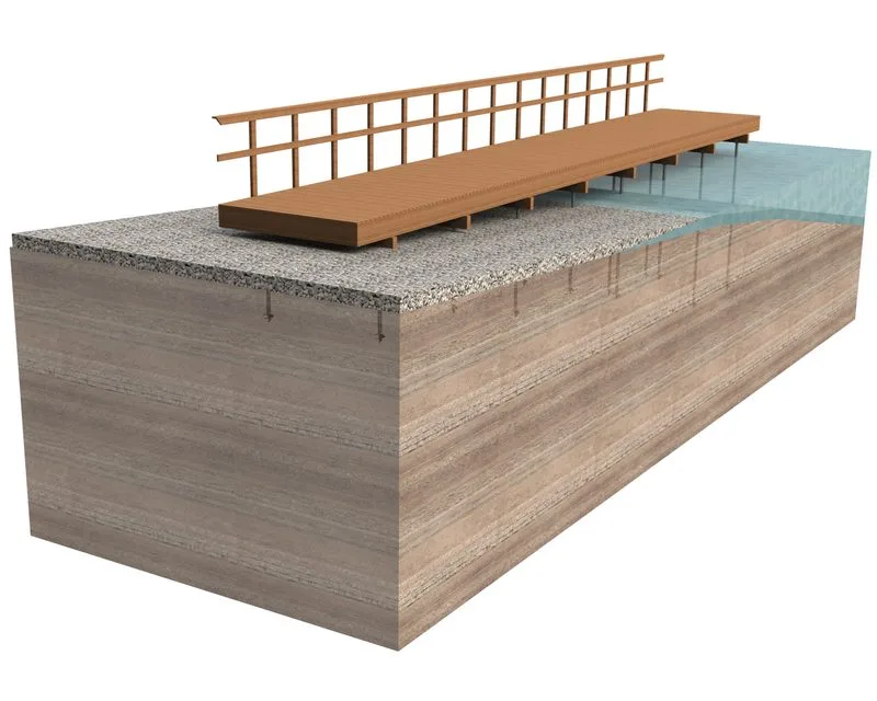 Steg auf Schraubpfahl-Fundamenten